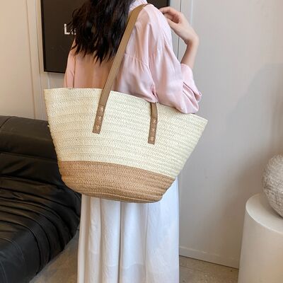 Contrast Straw Braided Handbag - Munsieur