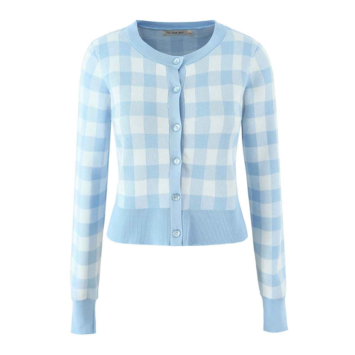 French Plaid Knit Cardigan Sweater