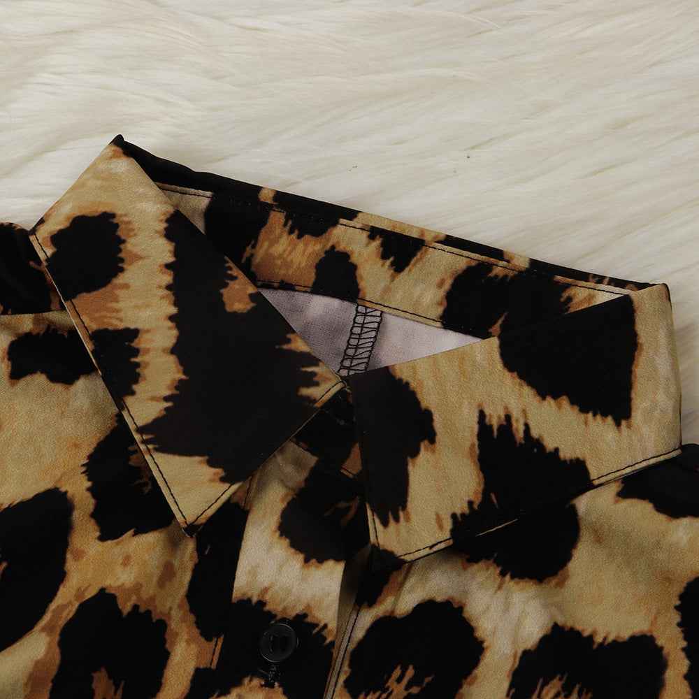 Leopard Print Lace up Collared One Piece Nightclub Uniform Jumpsuit
