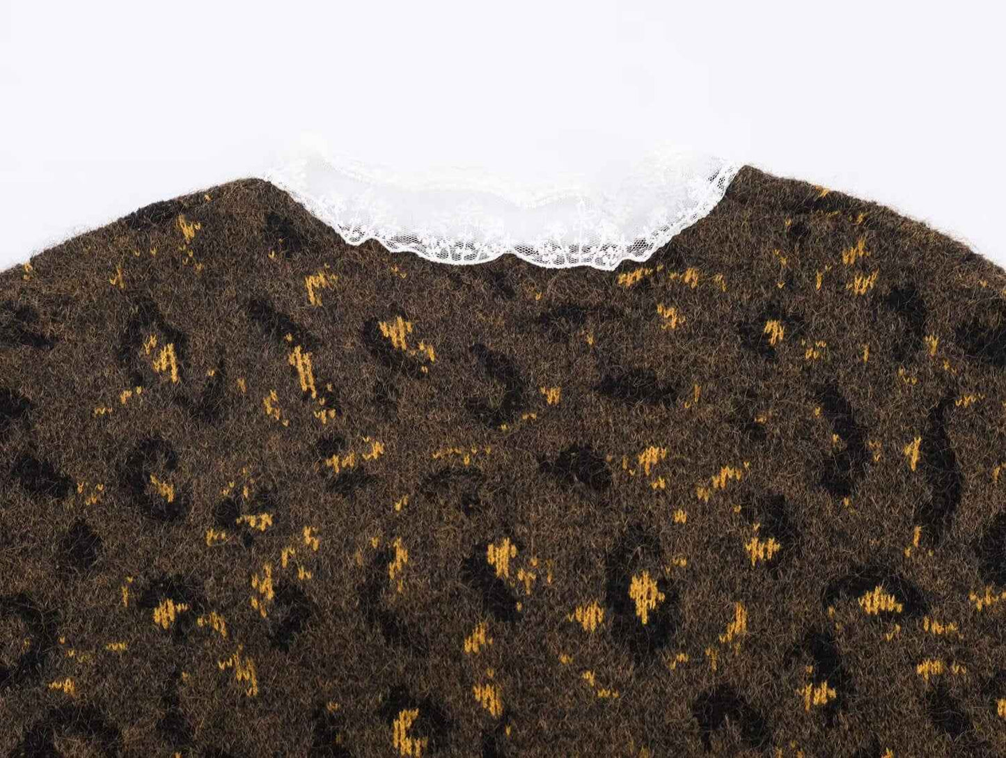 Casual Lace Leopard Print Pullover Sweater