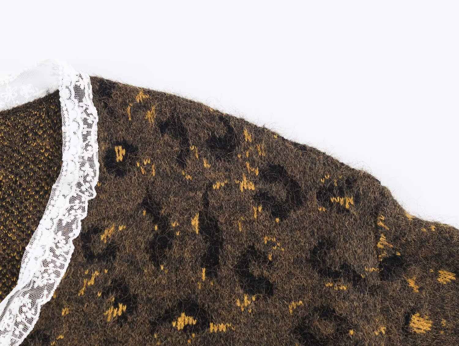 Casual Lace Leopard Print Pullover Sweater