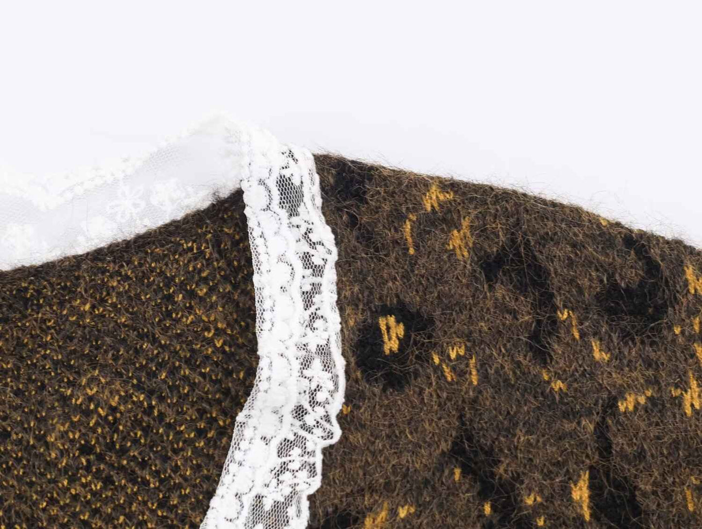 Casual Lace Leopard Print Pullover Sweater