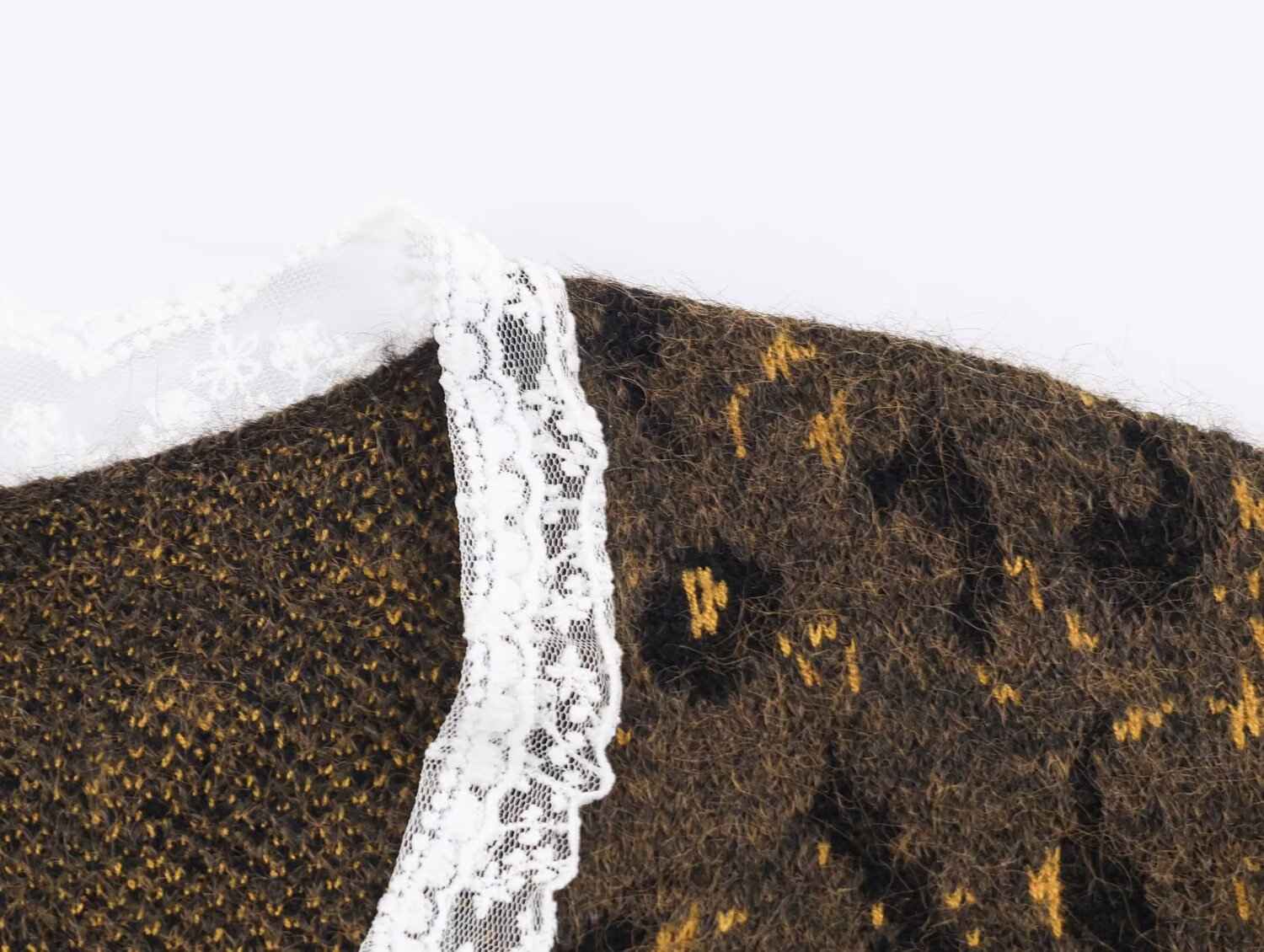 Casual Lace Leopard Print Pullover Sweater