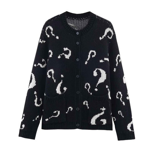 Question Mark Jacquard Knitted Sweater