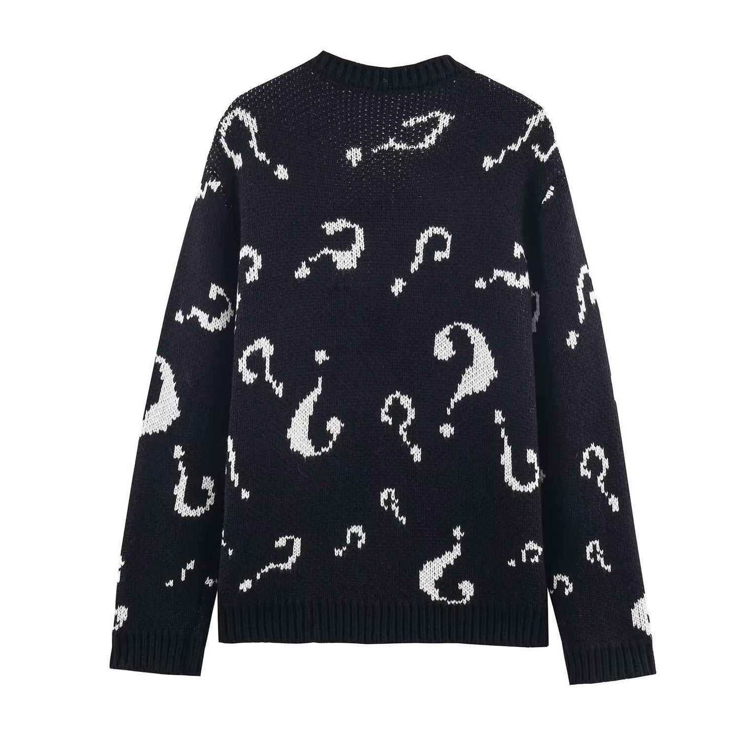 Question Mark Jacquard Knitted Sweater