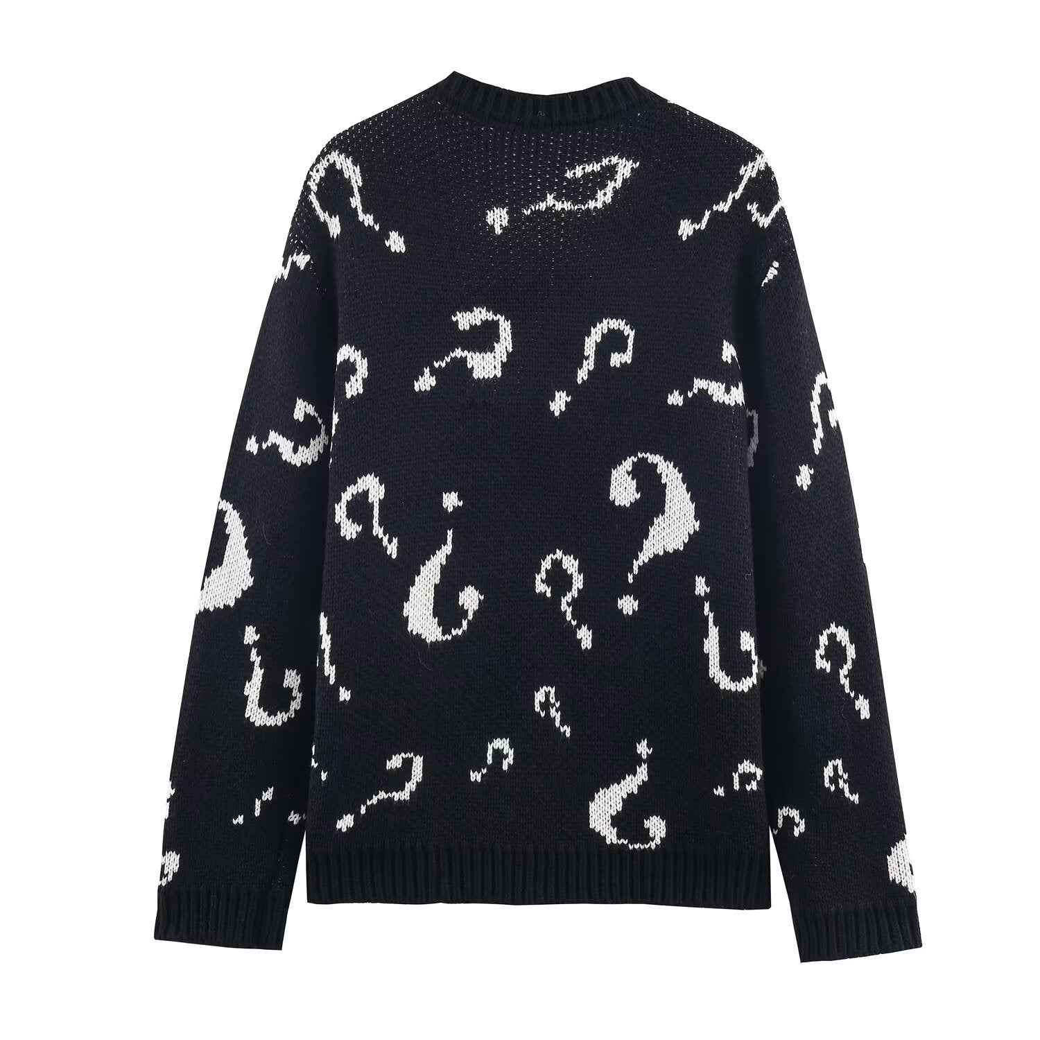 Question Mark Jacquard Knitted Sweater