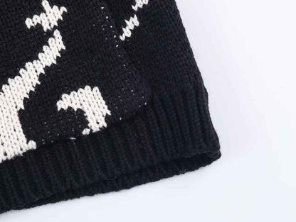 Question Mark Jacquard Knitted Sweater