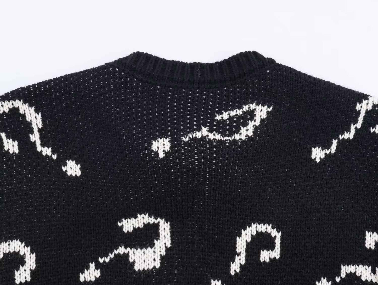 Question Mark Jacquard Knitted Sweater