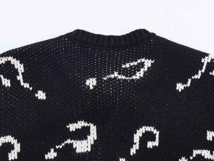 Question Mark Jacquard Knitted Sweater