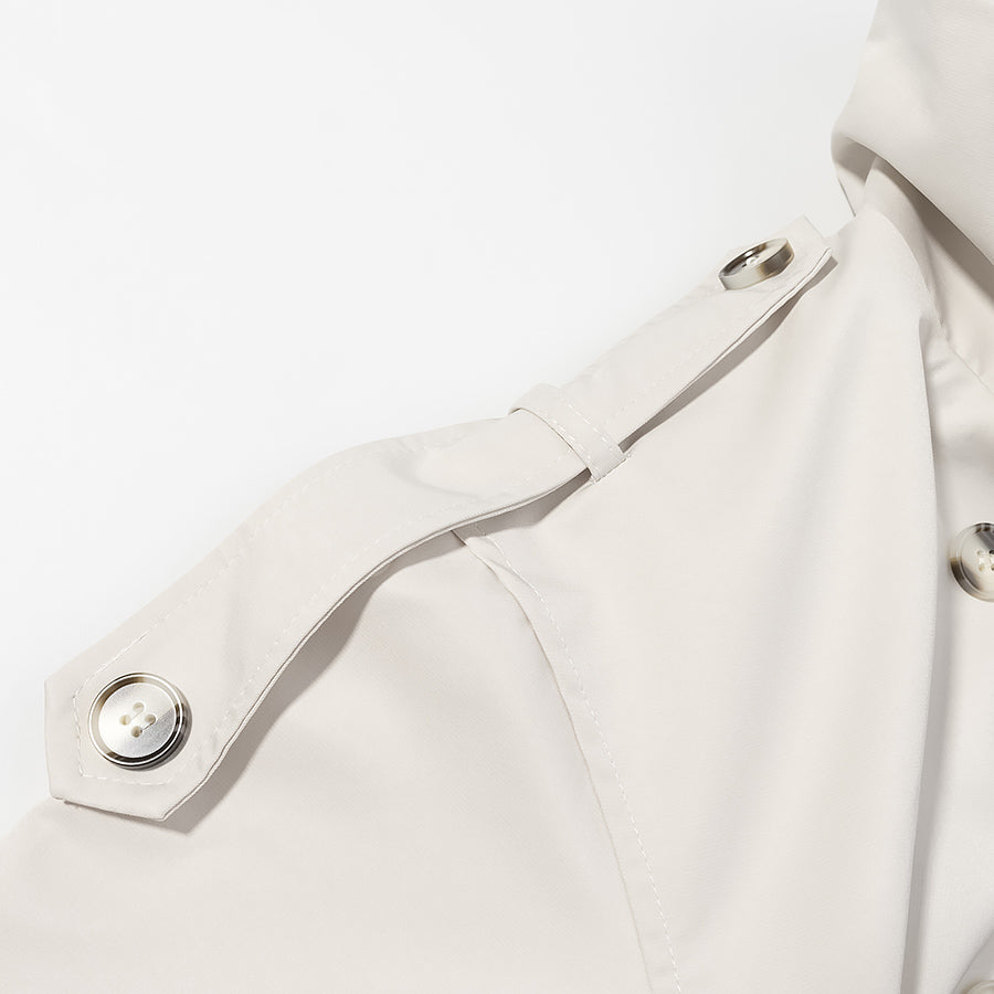 Solid Color Double Breasted Long Windbreaker Jacket