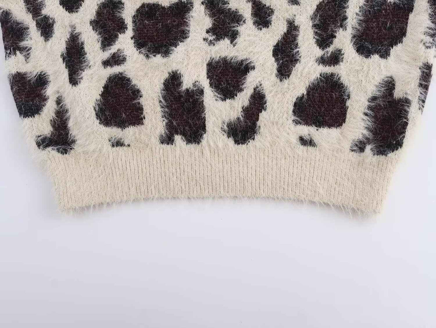 Leopard Jacquard Pullover Knitted Long Sleeve Sweater
