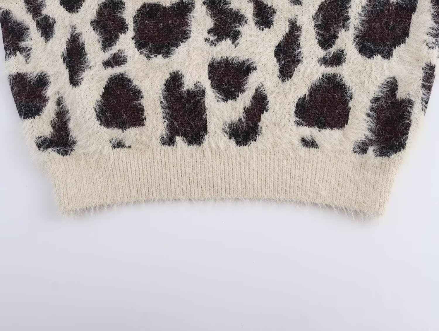 Leopard Jacquard Pullover Knitted Long Sleeve Sweater