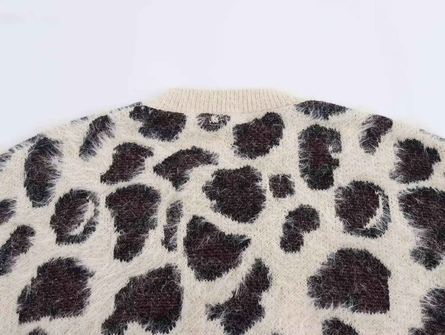Leopard Jacquard Pullover Knitted Long Sleeve Sweater