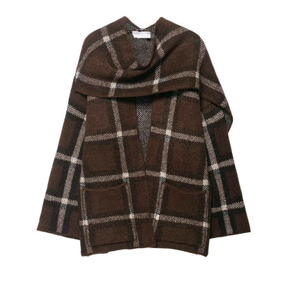 Plaid Knitted Sweater and Scarf