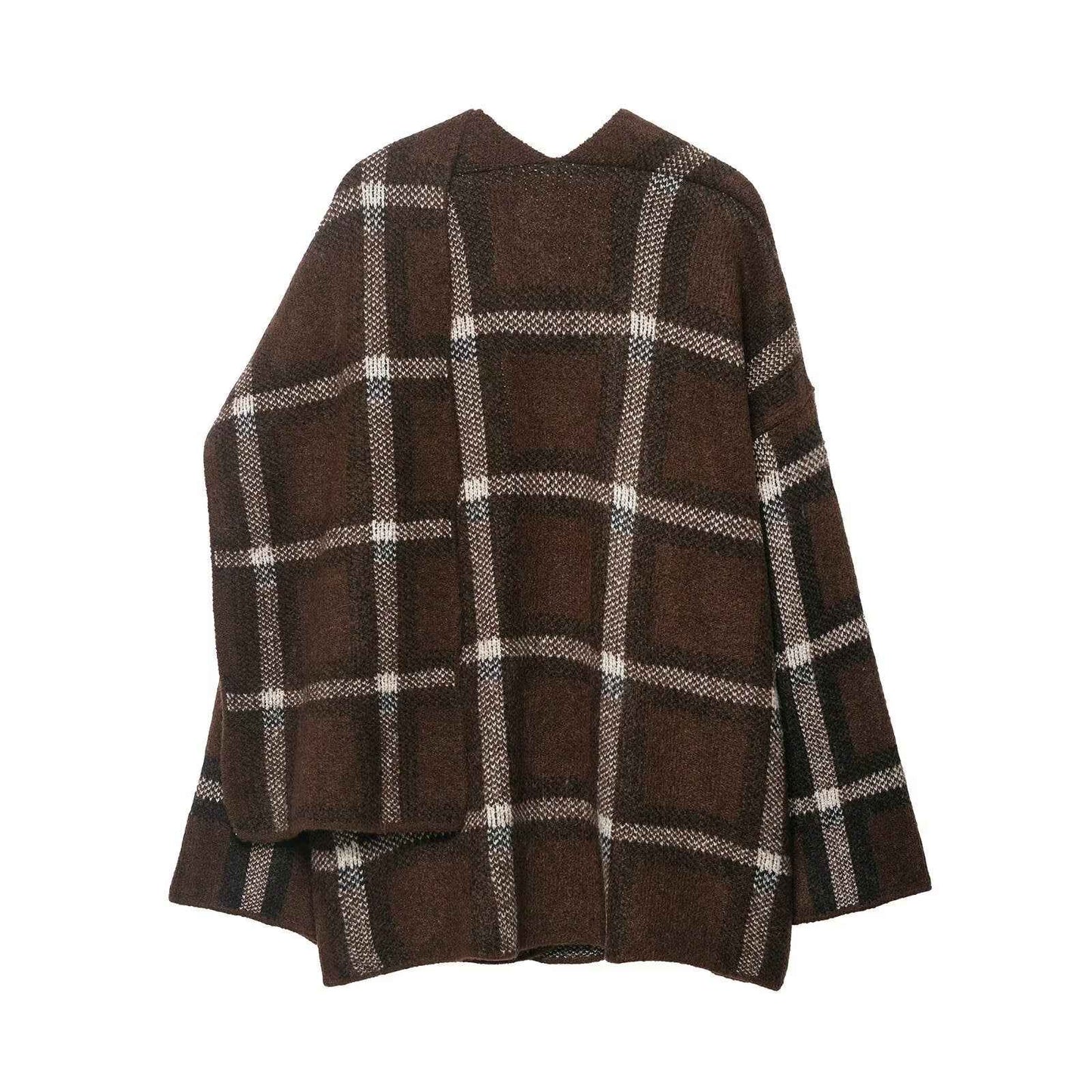 Plaid Knitted Sweater and Scarf