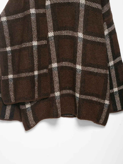 Plaid Knitted Sweater and Scarf