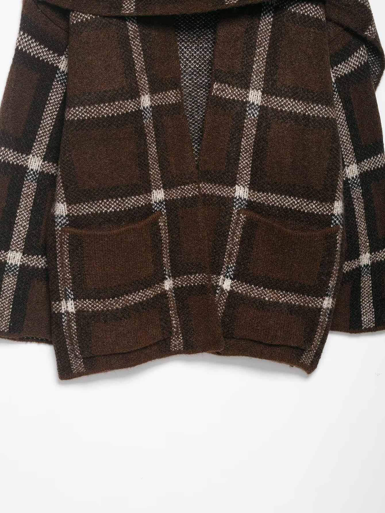 Plaid Knitted Sweater and Scarf