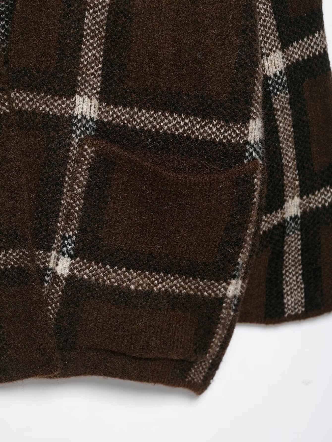 Plaid Knitted Sweater and Scarf