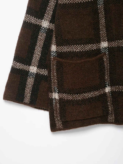 Plaid Knitted Sweater and Scarf