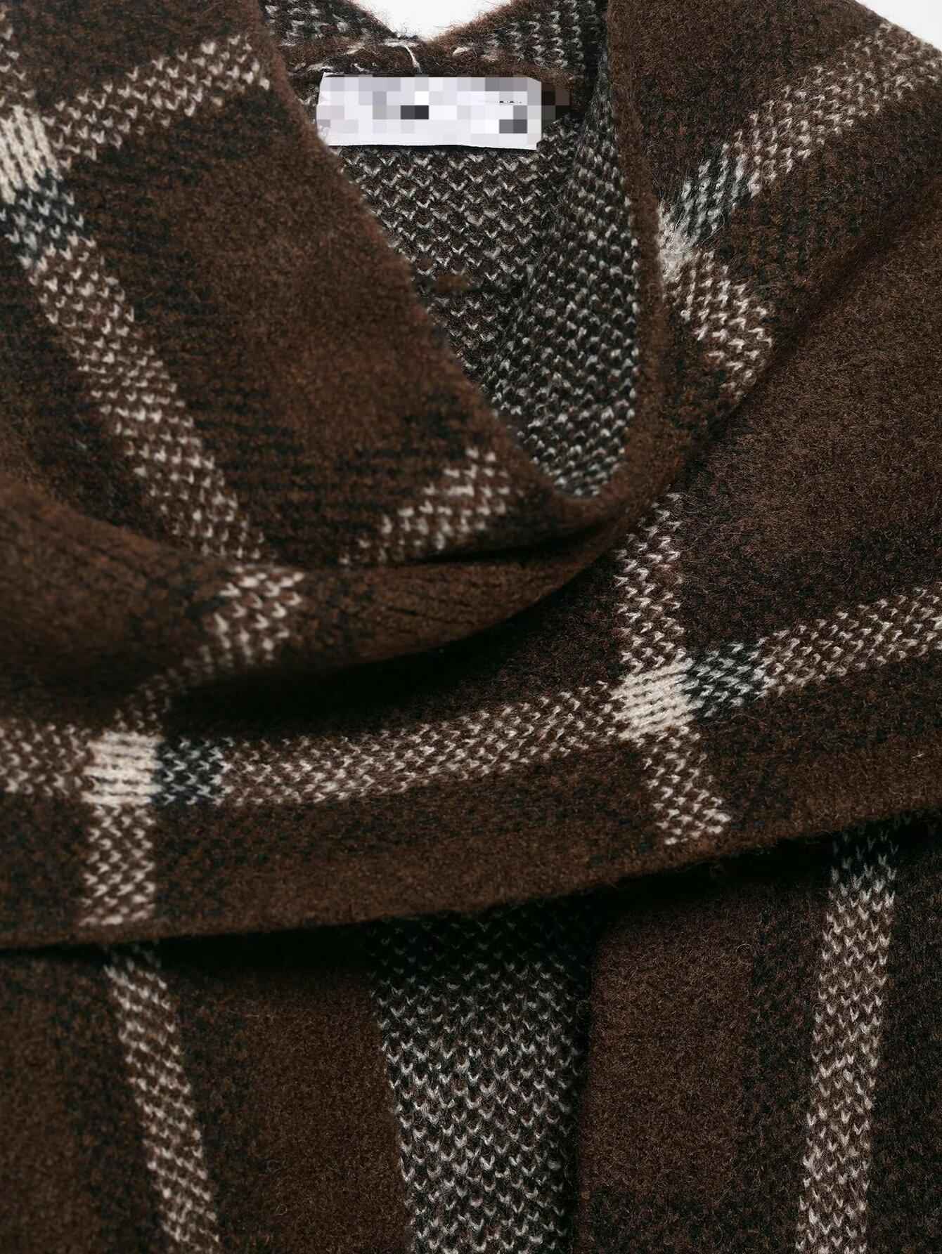 Plaid Knitted Sweater and Scarf