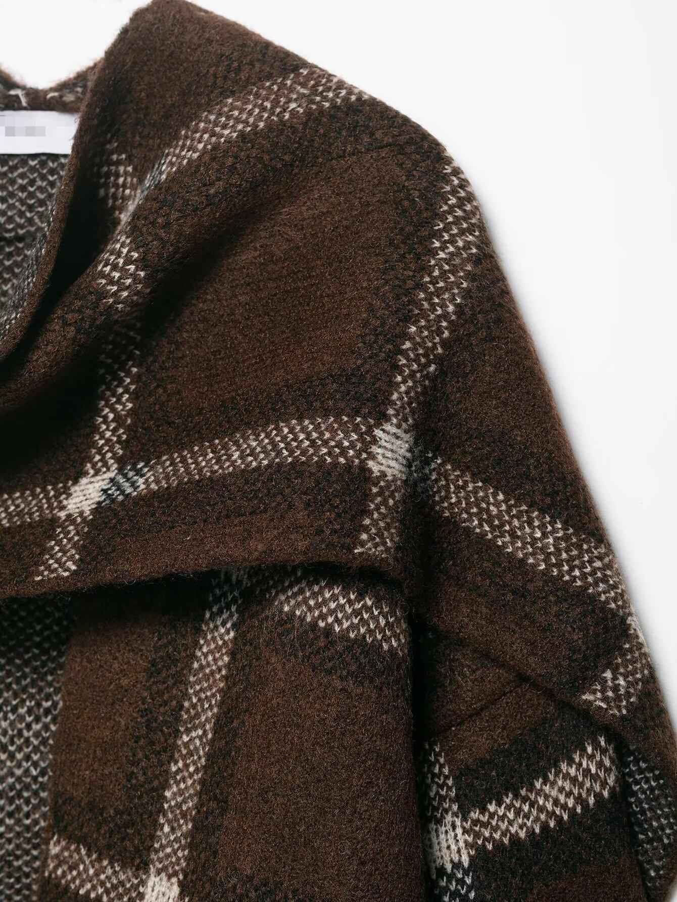 Plaid Knitted Sweater and Scarf