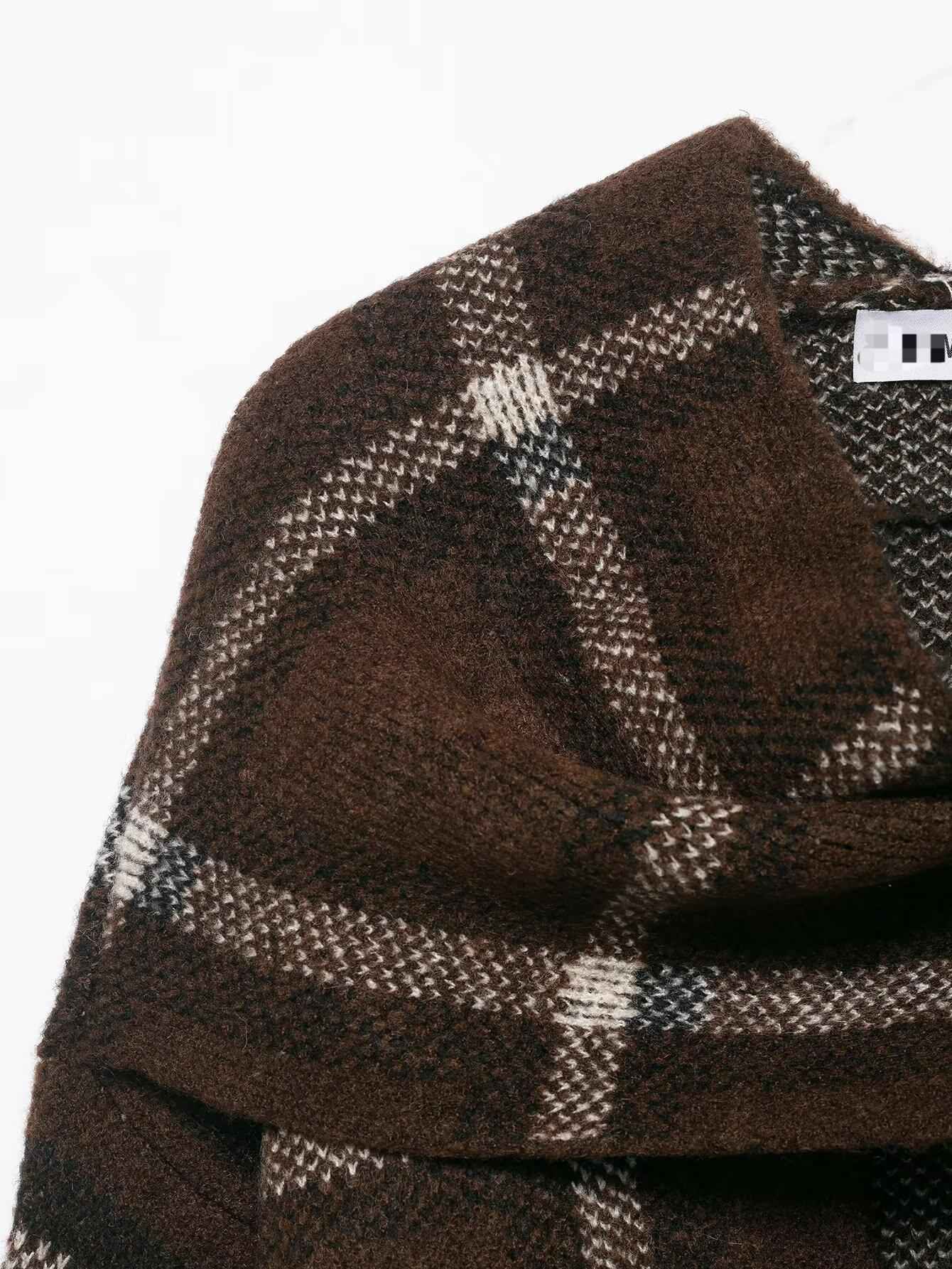Plaid Knitted Sweater and Scarf
