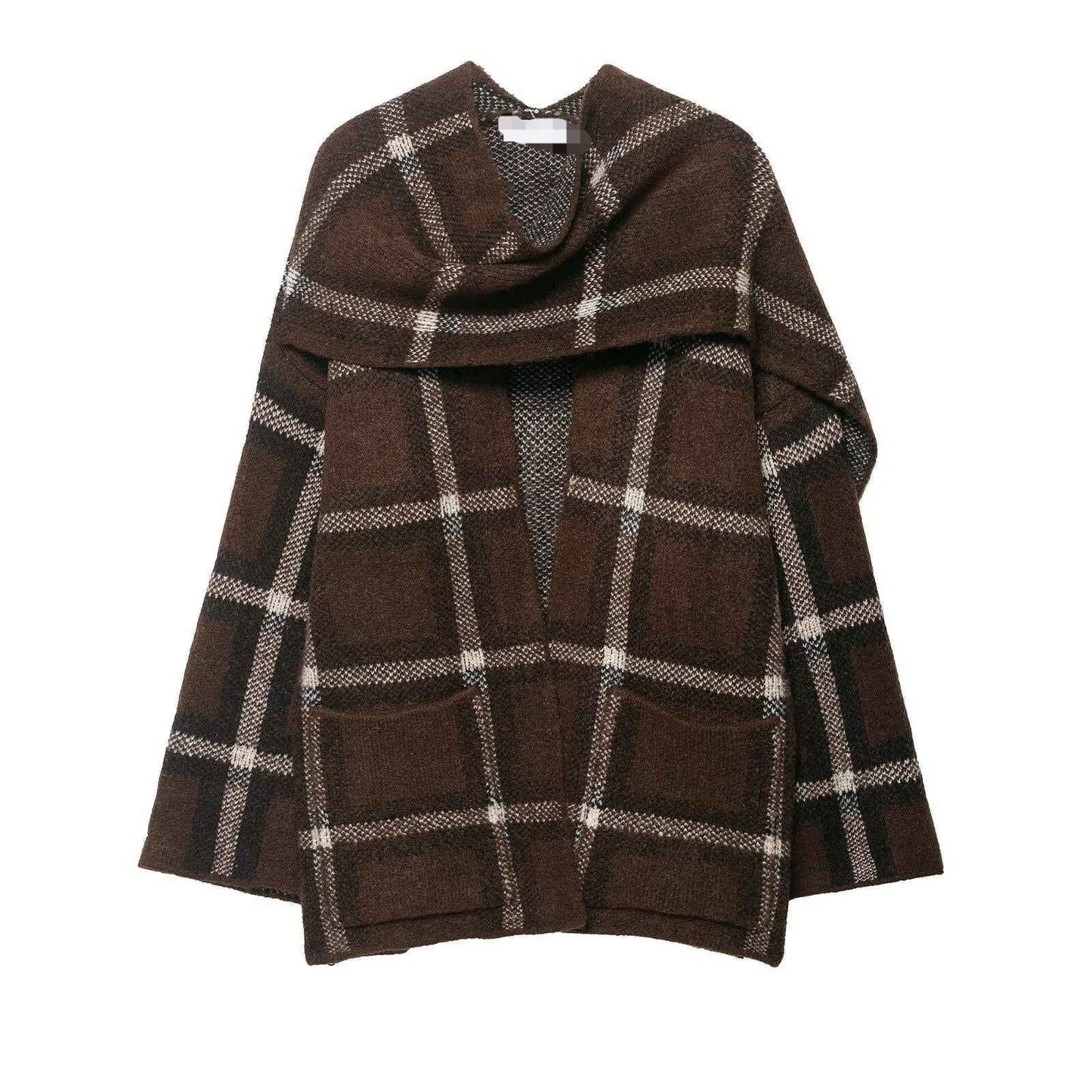 Plaid Knitted Sweater and Scarf