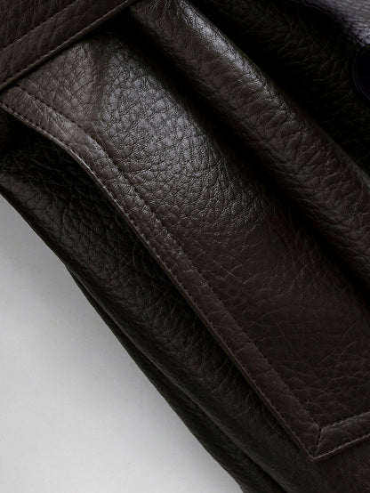 Elegant Heavy Faux Leather Jacket