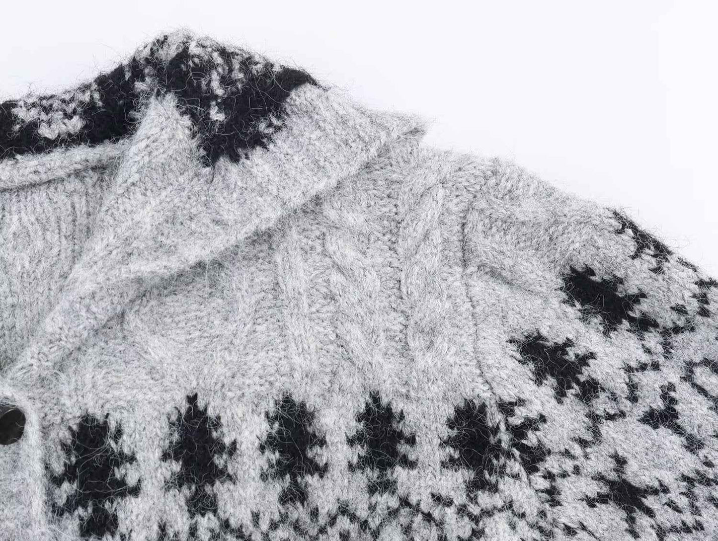 Stylish Simple Hooded Horn Button Knitted Jacket
