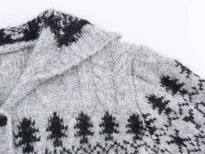 Stylish Simple Hooded Horn Button Knitted Jacket