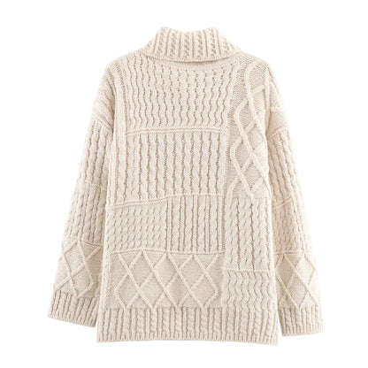 Retro Twist Sweater Asymmetric Knitted Cardigan