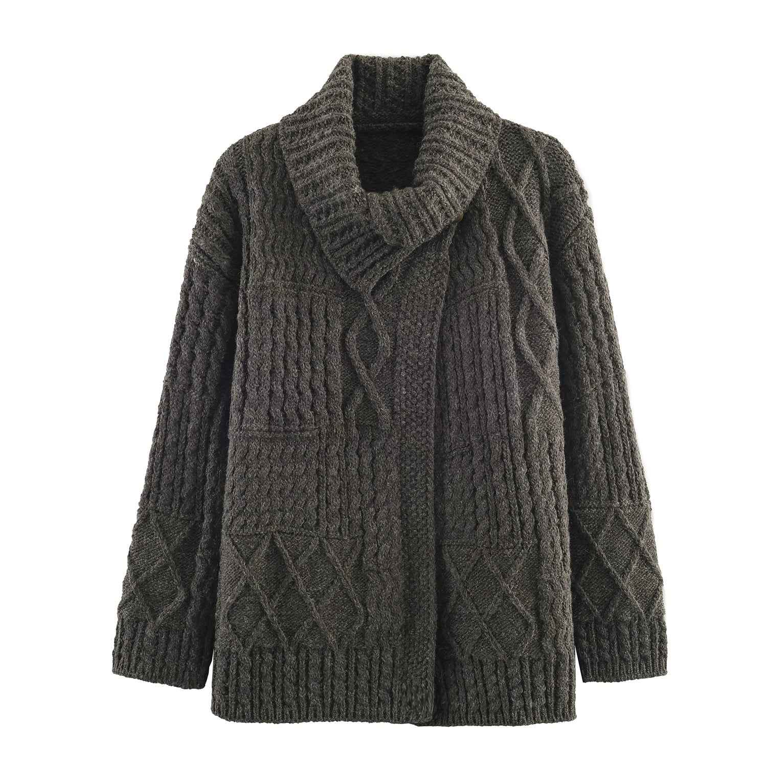 Retro Twist Sweater Asymmetric Knitted Cardigan