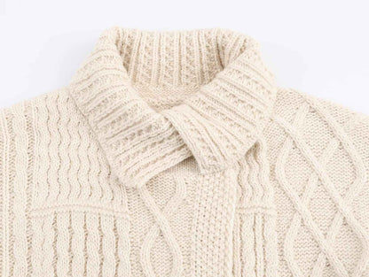 Retro Twist Sweater Asymmetric Knitted Cardigan