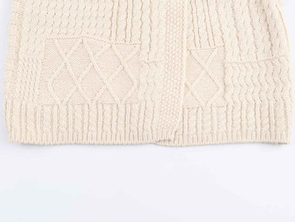Retro Twist Sweater Asymmetric Knitted Cardigan