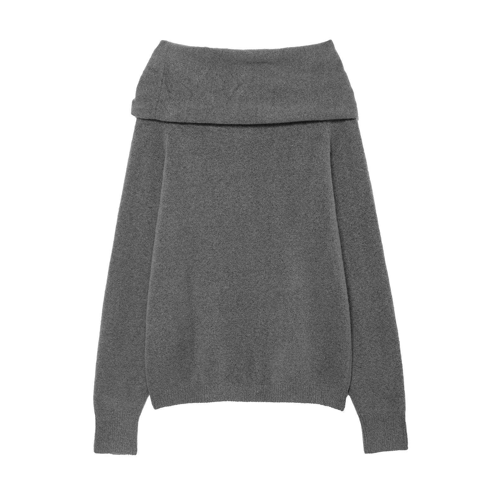 All Match Metal Inlaid Shoulder Baring Sweater