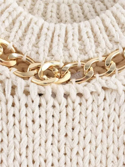 Asymmetric Hem Sleeveless Knitted Sweater