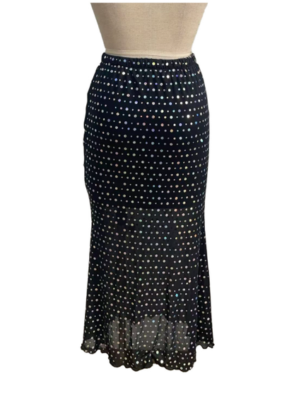 Sequined Double-Layer Mesh High Waist Figure Flattering Sheath Slimming Vacation Date Skirt