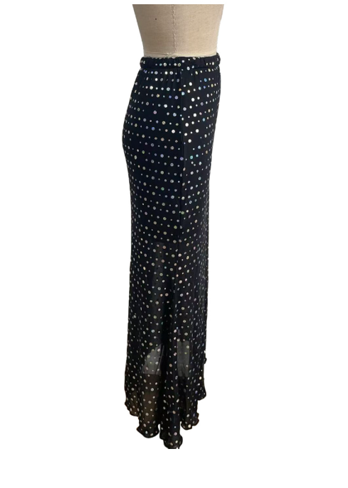 Sequined Double-Layer Mesh High Waist Figure Flattering Sheath Slimming Vacation Date Skirt