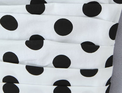 Summer Polka Dot High Waist Slimming Mid Length Big Hem A line Skirt Set