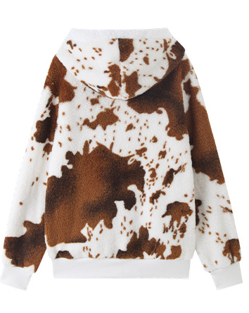 Plush Printed Cardigan Sweatshirt