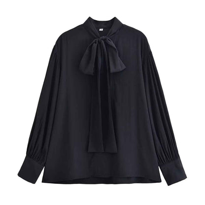 Loose Bow Drape Blouse