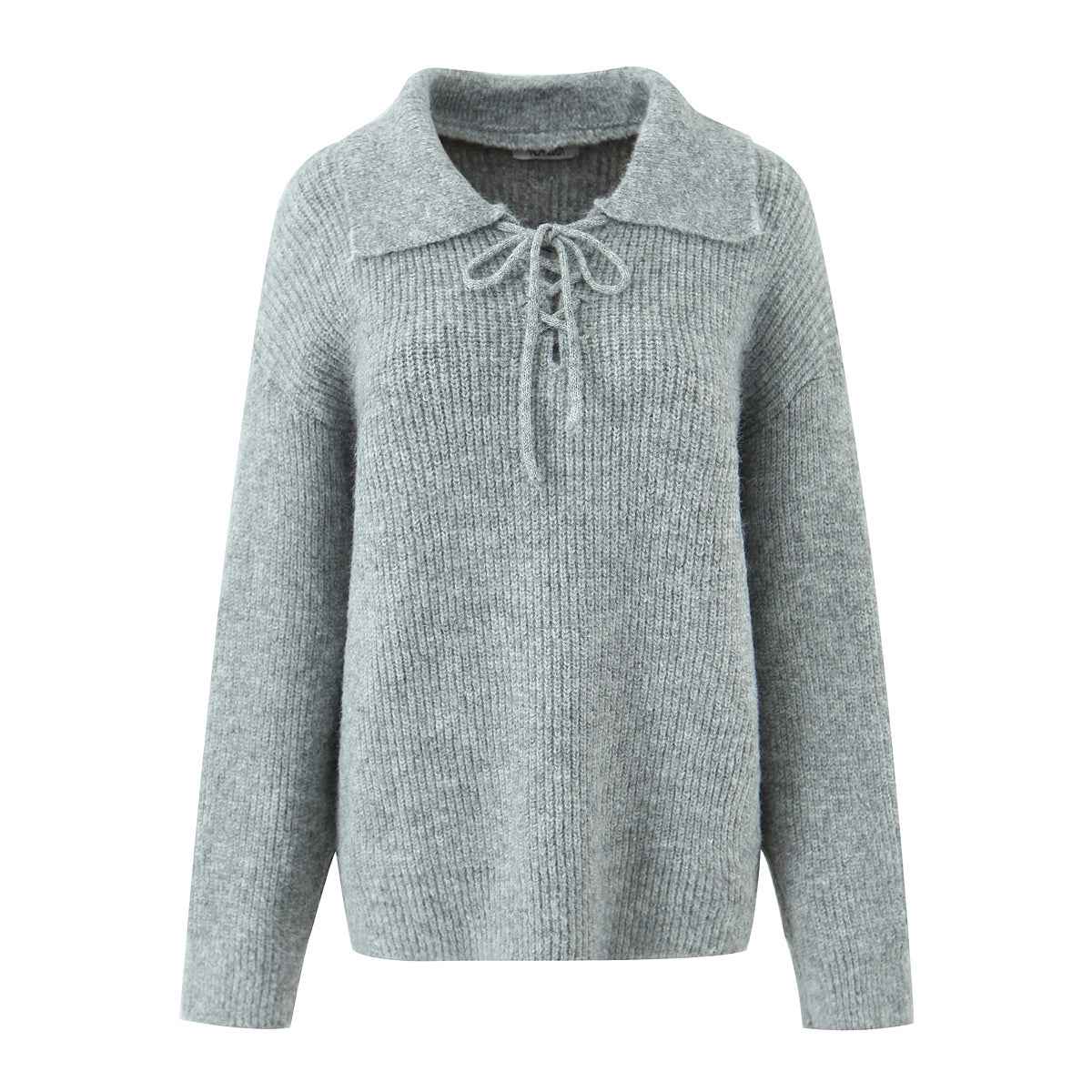 Women's Rope Collar Polo Pullover Sweater