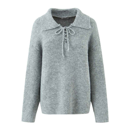Women's Rope Collar Polo Pullover Sweater