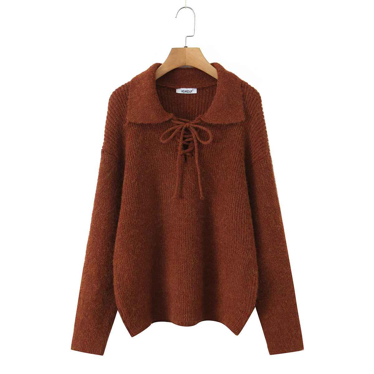 Women's Rope Collar Polo Pullover Sweater