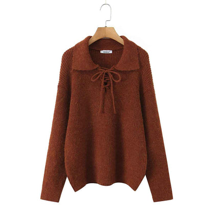 Women's Rope Collar Polo Pullover Sweater