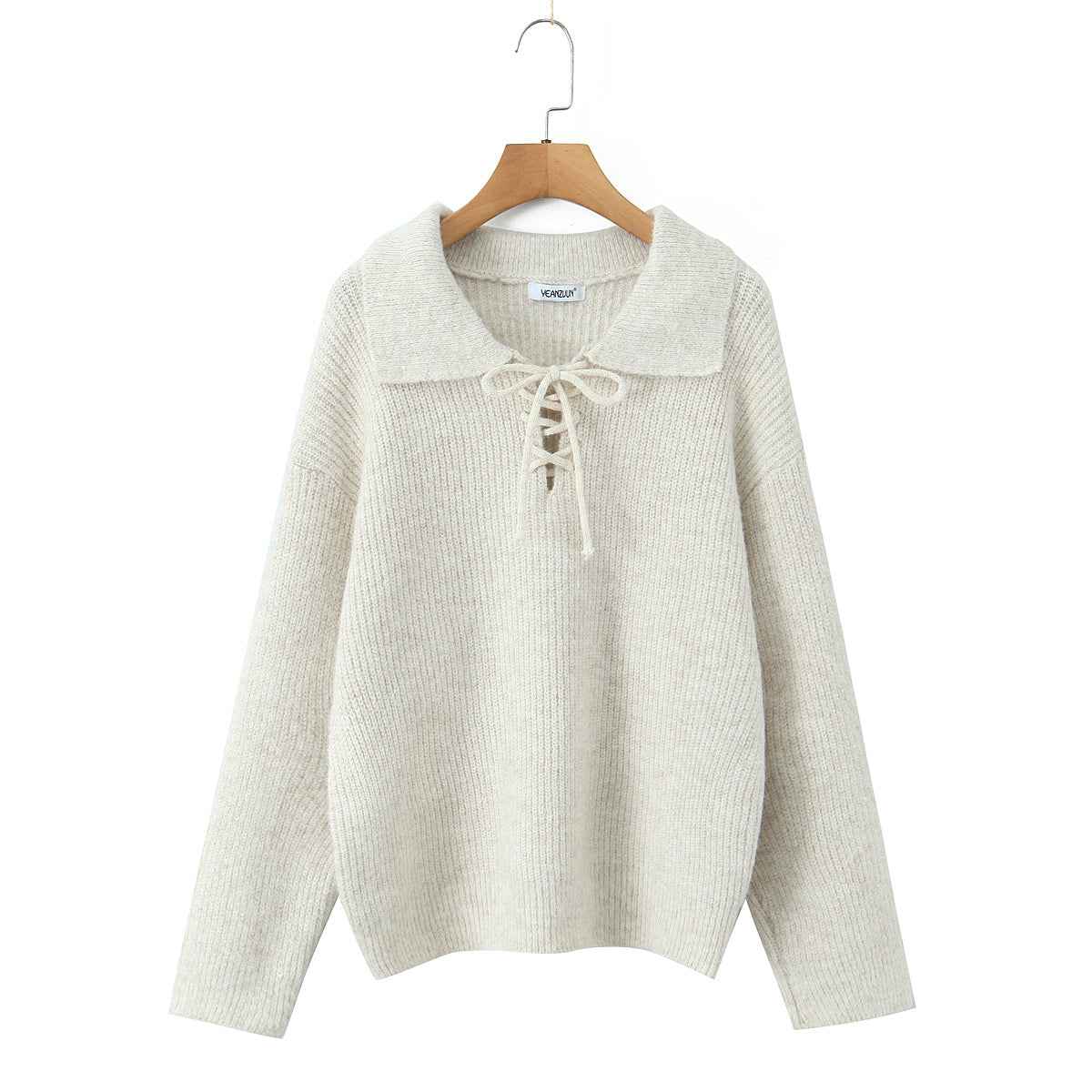 Women's Rope Collar Polo Pullover Sweater
