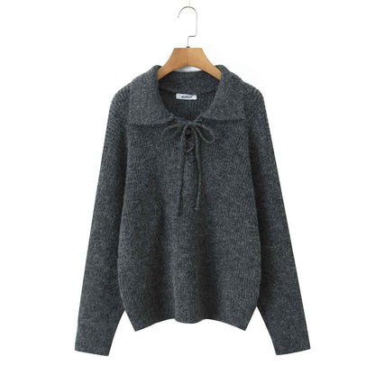 Women's Rope Collar Polo Pullover Sweater