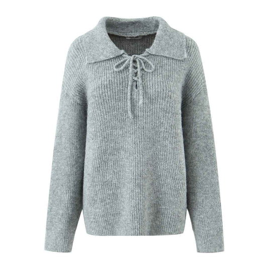 Women's Rope Collar Polo Pullover Sweater