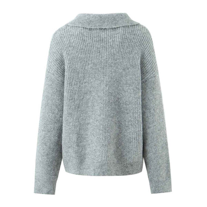 Women's Rope Collar Polo Pullover Sweater