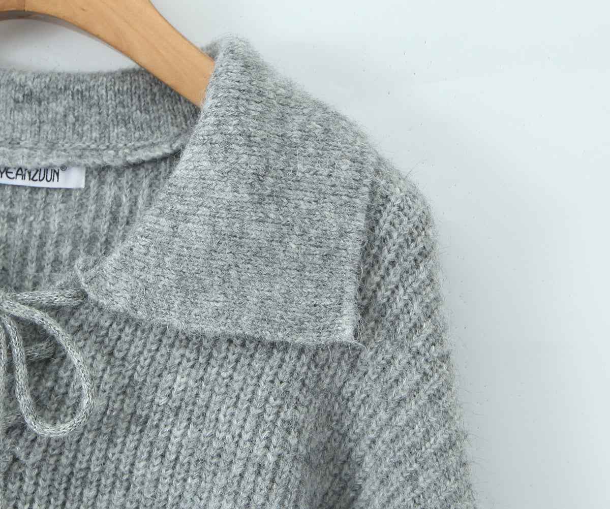 Women's Rope Collar Polo Pullover Sweater